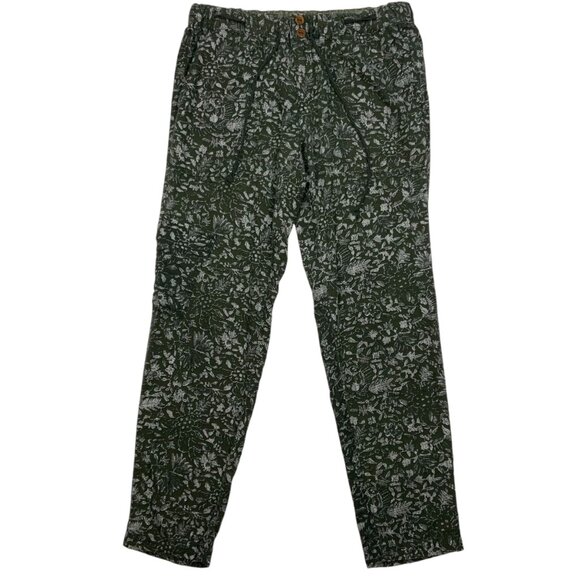 Anthropologie Hei Hei Fernwood Cargo Pants 2 Green Motif Floral Cropped Fall - Picture 1 of 12